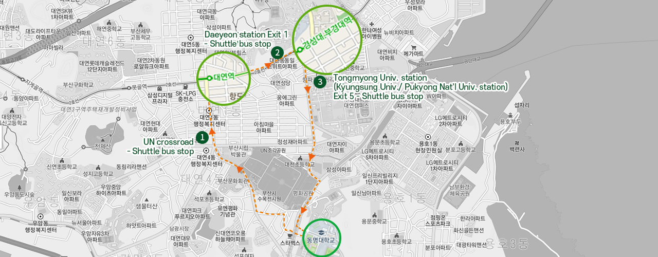 Tongmyong shuttle bus route guide  